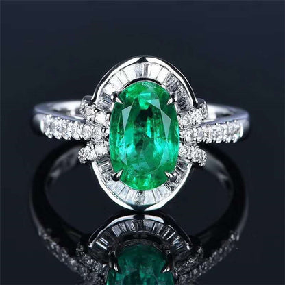 Wong Rain Vintage 100% 18K Solid Gold 1.8 CT Natural Emerald Gemstone Wedding Engagement Rings Customized Rings Fine Jewelry Jewellery