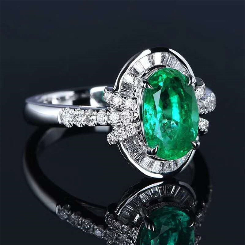 Wong Rain Vintage 100% 18K Solid Gold 1.8 CT Natural Emerald Gemstone Wedding Engagement Rings Customized Rings Fine Jewelry Jewellery