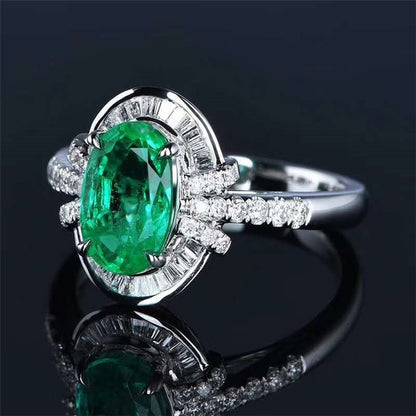Wong Rain Vintage 100% 18K Solid Gold 1.8 CT Natural Emerald Gemstone Wedding Engagement Rings Customized Rings Fine Jewelry Jewellery