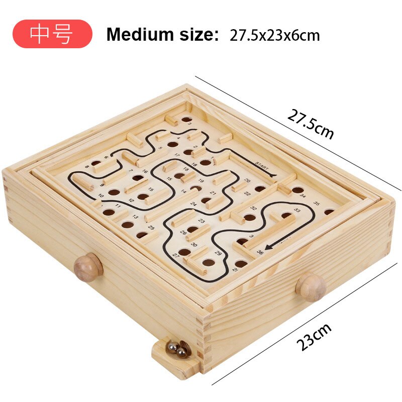 Wooden 3D Magnetic Ball Maze Puzzle Toy Wood Case Box Fun Brain Hand Game Challenge Balance Educational Toys for Children Adult