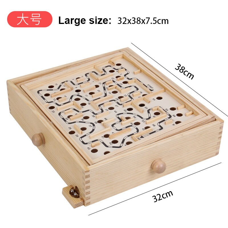 Wooden 3D Magnetic Ball Maze Puzzle Toy Wood Case Box Fun Brain Hand Game Challenge Balance Educational Toys for Children Adult