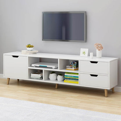 Wooden TV Cabinet TV Stand Unit Audio-visual Storage Cabinets Drawers Living Room Furniture Shelf Storage Organizer 140 x 30 cm