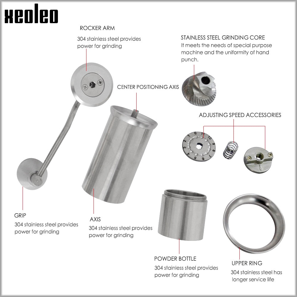 XEOLEO Manual Coffee Grinder 45MM Aluminum Coffee Miller Black/Brown/Silver/Gold 15g Mini Portable Coffee Milling Machine