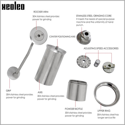 XEOLEO Manual Coffee Grinder 45MM Aluminum Coffee Miller Black/Brown/Silver/Gold 15g Mini Portable Coffee Milling Machine