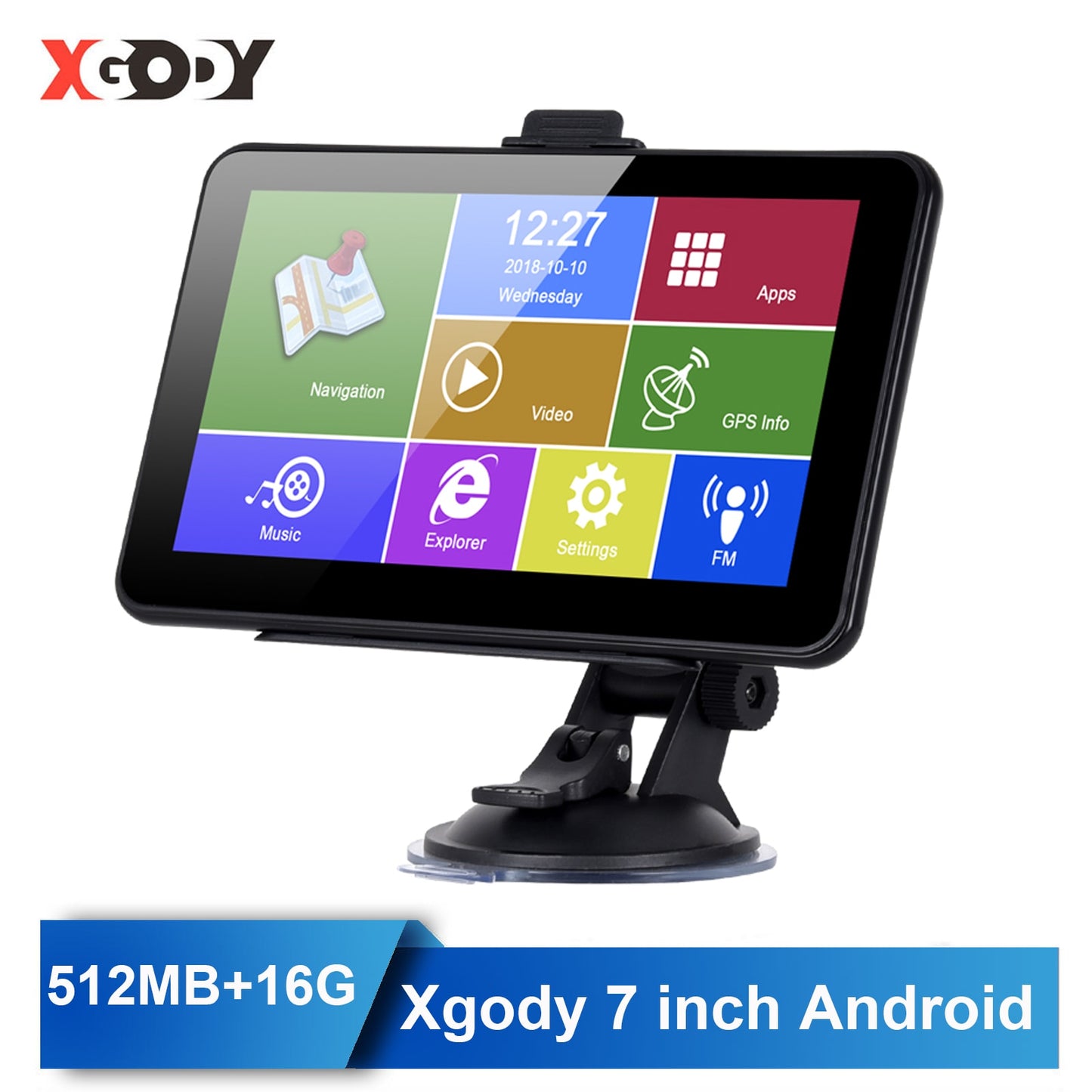 XGODY 7 Inch Car GPS Navigation Android 2 in 1 Truck GPS Navigator Navitel 512MB+16GB Bluetooth Sat Nav 2020 Americas Europe Map