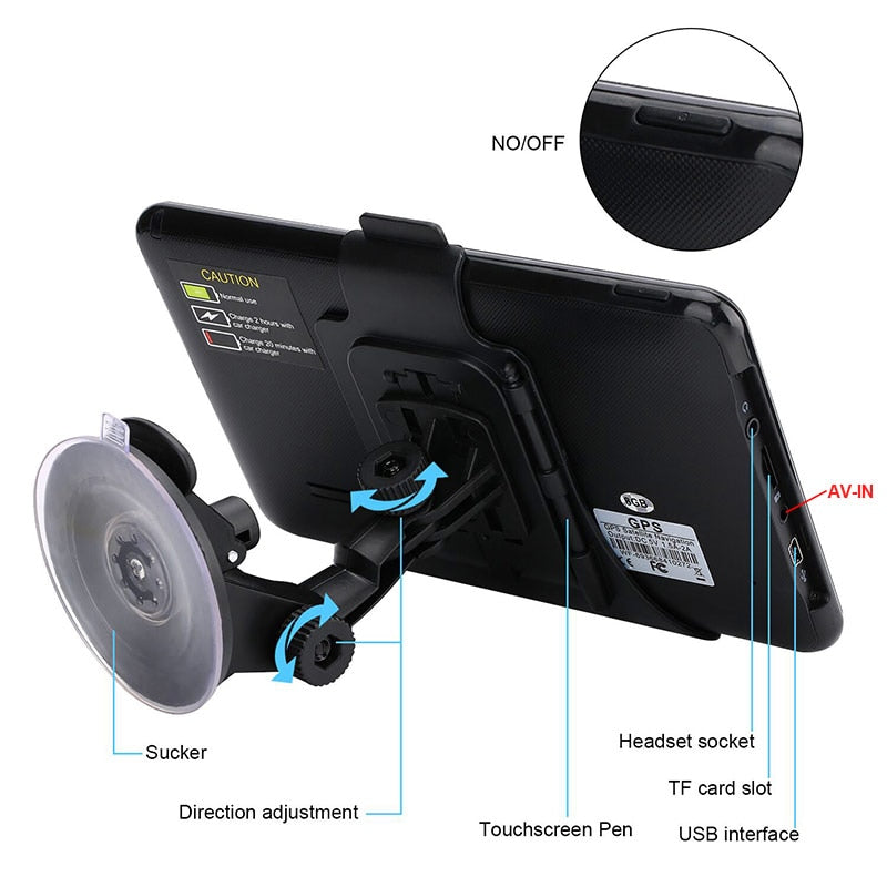 XGODY 7 Inch Car GPS Navigation Android 2 in 1 Truck GPS Navigator Navitel 512MB+16GB Bluetooth Sat Nav 2020 Americas Europe Map