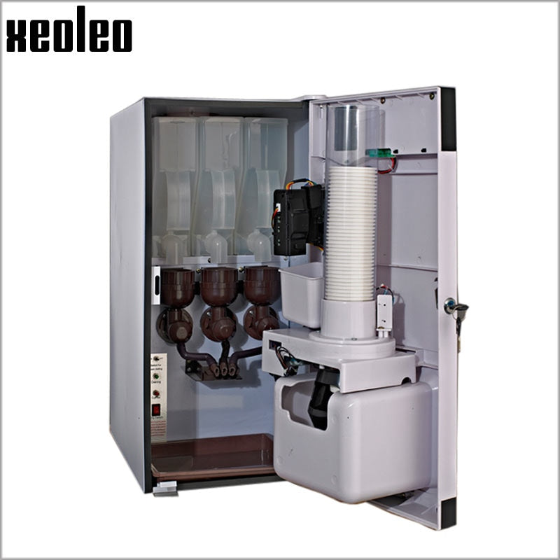 Xeoleo Coin Coffee machine 3 canisters 1600ml*3 Vending Coffee machine Commercial Coin Coffee maker Automatic drop coffee 820w
