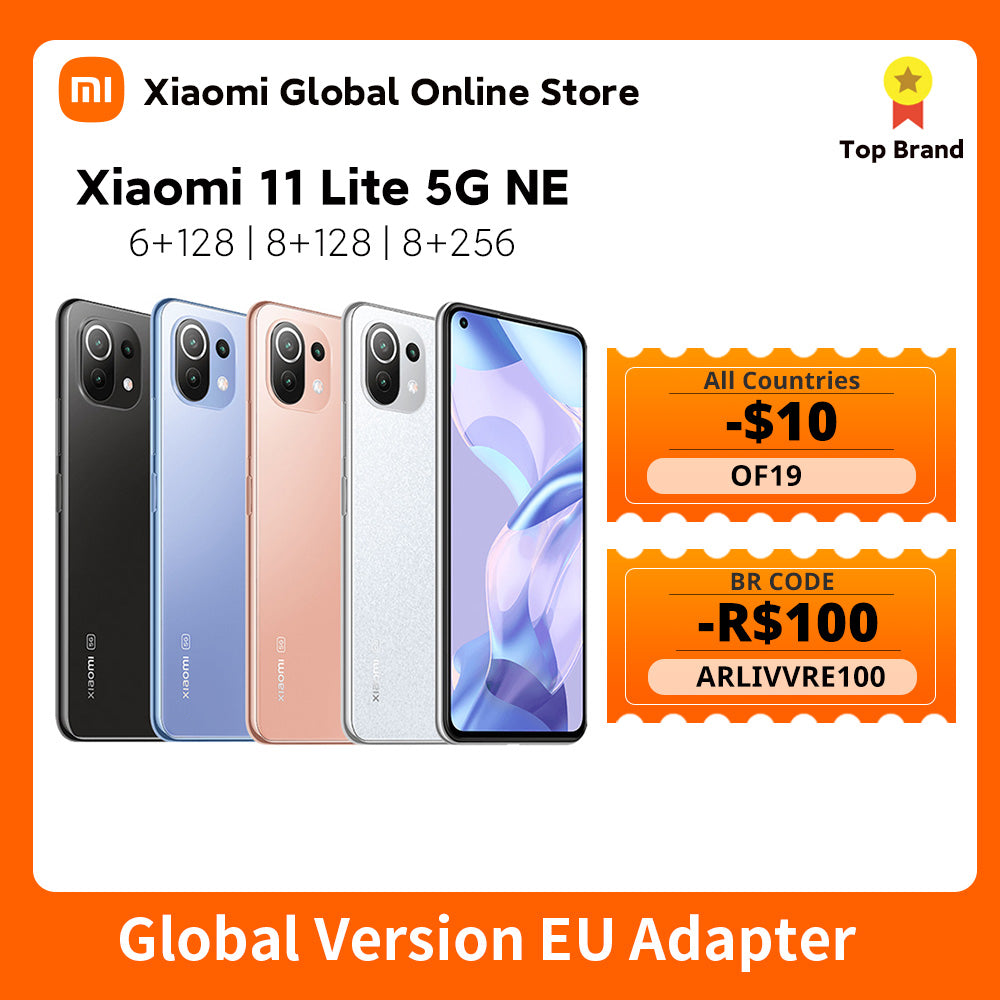 Xiaomi 11 Lite 5G NE Global Version 6G+128G/8G+128G/8G+256G Snapdragon 778G Octa Core 64MP Camera 90Hz Display 33W Fast Charger