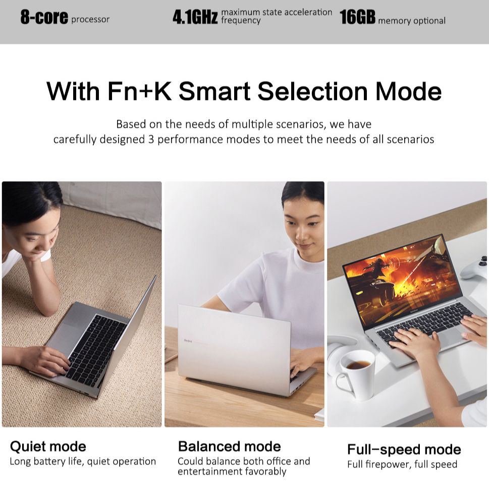 Xiaomi RedmiBook 14 II Laptop AMD Ryzen 7 4700U 16GB DDR4+512GB SSD 14'' FHD 100%sRGB Notebook Ultra-Lightweight Metal Body PC