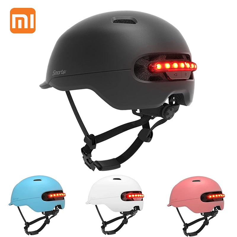 Xiaomi Smart4U Smart Flash Helmets Automatic Brake Warning Waterproof for Riding Scooter Electric Bicycle Mountain Road Helmets
