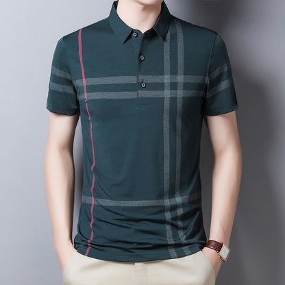 Ymwmhu Men Summer Striped Polo T-shirt Short Sleeve Slim Fit Polos Fashion Streetwear Tops Men Shirts Office Casual Shirts