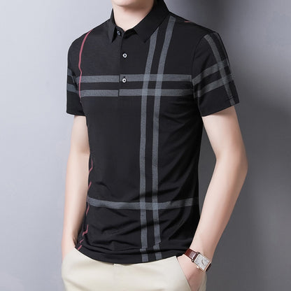 Ymwmhu Men Summer Striped Polo T-shirt Short Sleeve Slim Fit Polos Fashion Streetwear Tops Men Shirts Office Casual Shirts