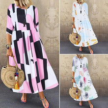 Load image into Gallery viewer, ZANZEA Women Floral Printed Dress Summer Bohemian Beach Sundress Casual O Neck Half Sleeve Party Vestido Loose Kaftan Dresses
