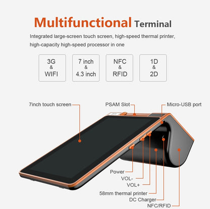 ZKC PC901/PC900 Dual Touch Screen Barcode Scanner POS Terminal Android Barcode Mobile POS with Printer