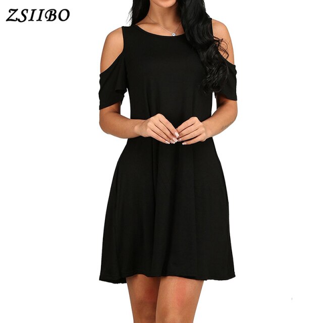 ZSIIBO Ukraine Fashion Sexy A-Line Solid Black Summer Dress Women Boho Party&beach Women Dresses Vestidos Plus Size drop ship