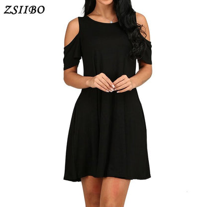 ZSIIBO Ukraine Fashion Sexy A-Line Solid Black Summer Dress Women Boho Party&beach Women Dresses Vestidos Plus Size drop ship
