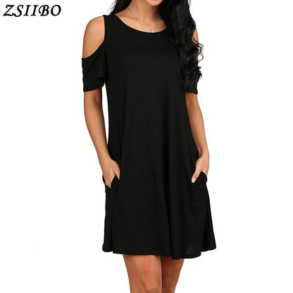 ZSIIBO Ukraine Fashion Sexy A-Line Solid Black Summer Dress Women Boho Party&beach Women Dresses Vestidos Plus Size drop ship