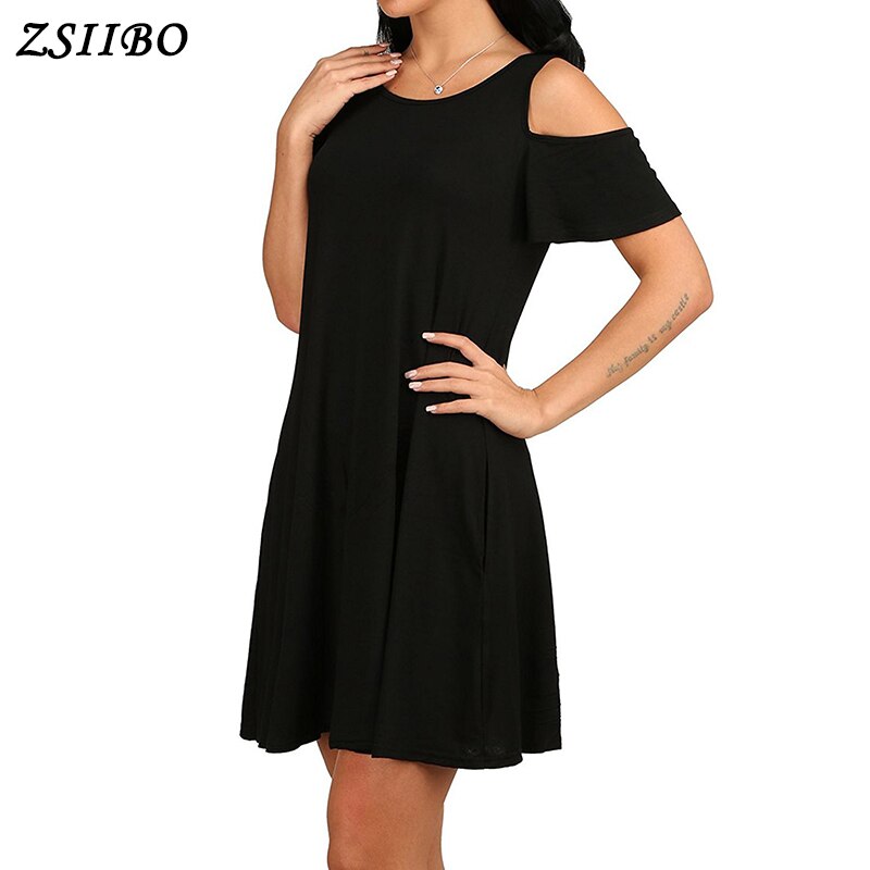 ZSIIBO Ukraine Fashion Sexy A-Line Solid Black Summer Dress Women Boho Party&beach Women Dresses Vestidos Plus Size drop ship