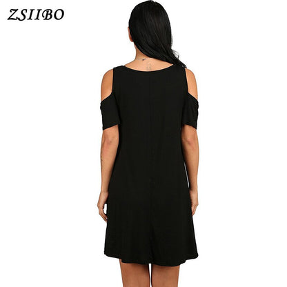 ZSIIBO Ukraine Fashion Sexy A-Line Solid Black Summer Dress Women Boho Party&beach Women Dresses Vestidos Plus Size drop ship
