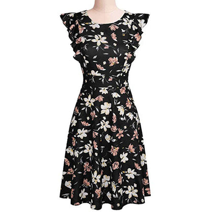 Black Casual Dress Summer Women's Summer Floral Dress and Sundress Sleeveless  Party Mini Club Dress Beach Dress sukienka#G9