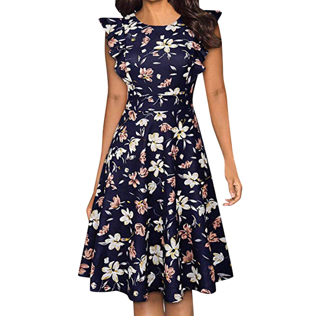 Black Casual Dress Summer Women's Summer Floral Dress and Sundress Sleeveless  Party Mini Club Dress Beach Dress sukienka#G9