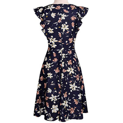 Black Casual Dress Summer Women's Summer Floral Dress and Sundress Sleeveless  Party Mini Club Dress Beach Dress sukienka#G9