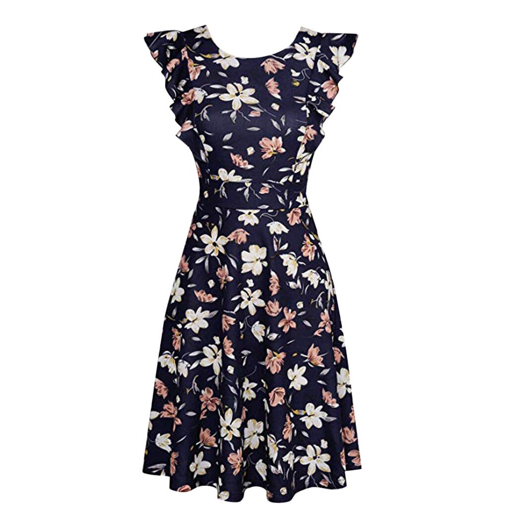 Black Casual Dress Summer Women's Summer Floral Dress and Sundress Sleeveless  Party Mini Club Dress Beach Dress sukienka#G9