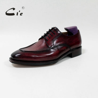 cie square toe custom handmade 100%genuine calf leather men's dress/classic patina red brown derby leather men flat shoe D-02-18