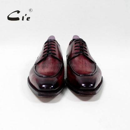 cie square toe custom handmade 100%genuine calf leather men's dress/classic patina red brown derby leather men flat shoe D-02-18