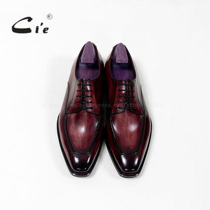 cie square toe custom handmade 100%genuine calf leather men's dress/classic patina red brown derby leather men flat shoe D-02-18