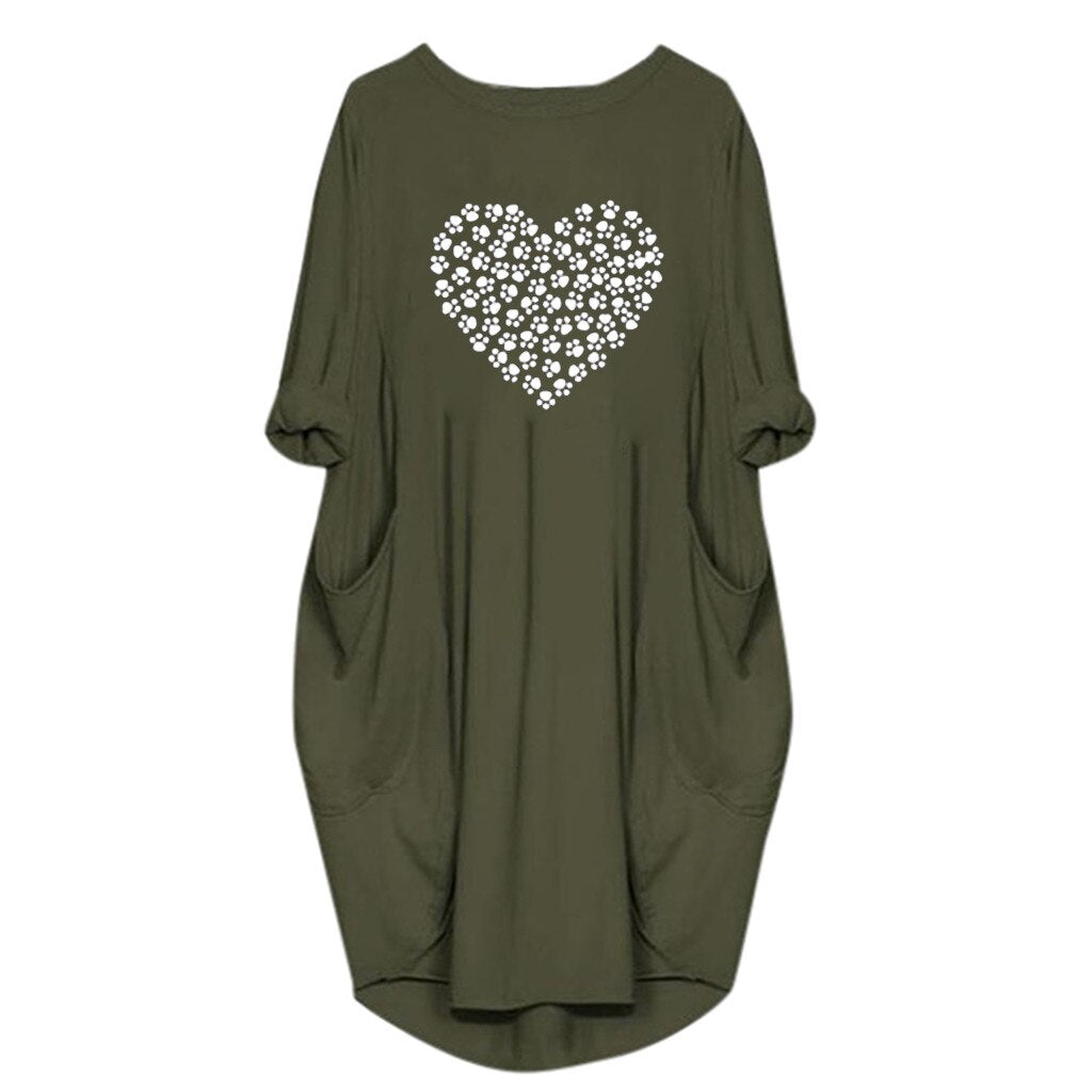 Women's Casual Day or Night Dress Heart Shai2019 S-3XL noche vestidos de verano robe femme ropa mujer heinS Long Sleeve Printed