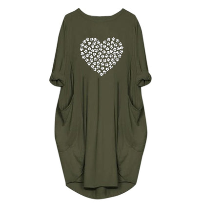 Women's Casual Day or Night Dress Heart Shai2019 S-3XL noche vestidos de verano robe femme ropa mujer heinS Long Sleeve Printed