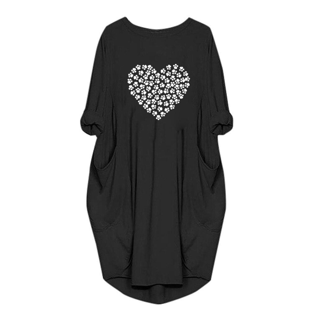 Women's Casual Day or Night Dress Heart Shai2019 S-3XL noche vestidos de verano robe femme ropa mujer heinS Long Sleeve Printed
