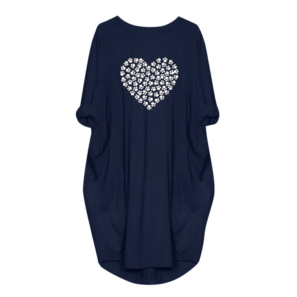 Women's Casual Day or Night Dress Heart Shai2019 S-3XL noche vestidos de verano robe femme ropa mujer heinS Long Sleeve Printed