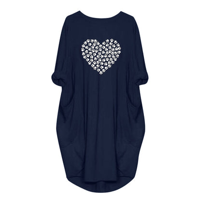 Women's Casual Day or Night Dress Heart Shai2019 S-3XL noche vestidos de verano robe femme ropa mujer heinS Long Sleeve Printed