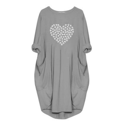 Women's Casual Day or Night Dress Heart Shai2019 S-3XL noche vestidos de verano robe femme ropa mujer heinS Long Sleeve Printed