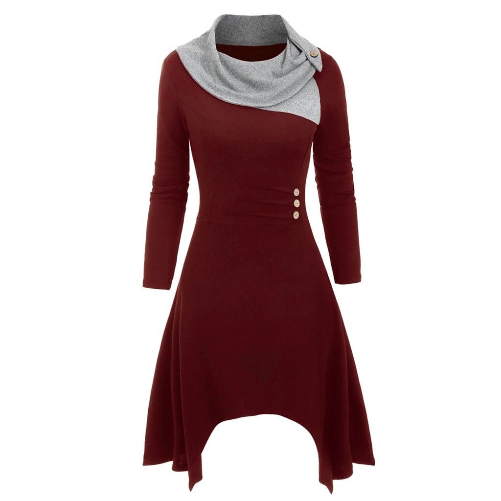 Women's Summer Casual Patchwork Long Sleeve Dress L to 5XL Z4