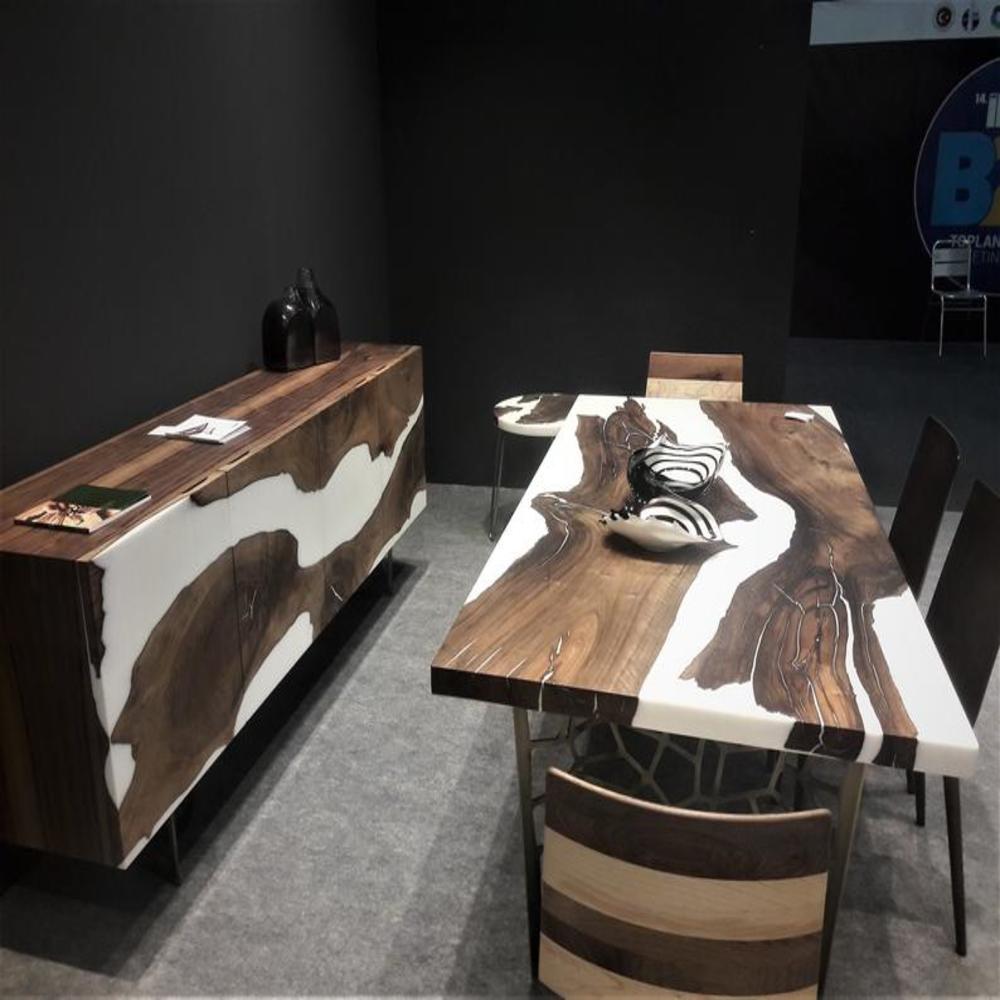Epoxy Table Set. Mixed Materials