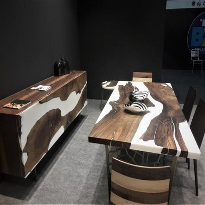 Epoxy Table Set. Mixed Materials