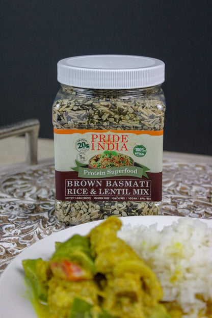 Indian Brown Basmati Rice & Lentil Kitchari Mix - Protein Superfood Jar