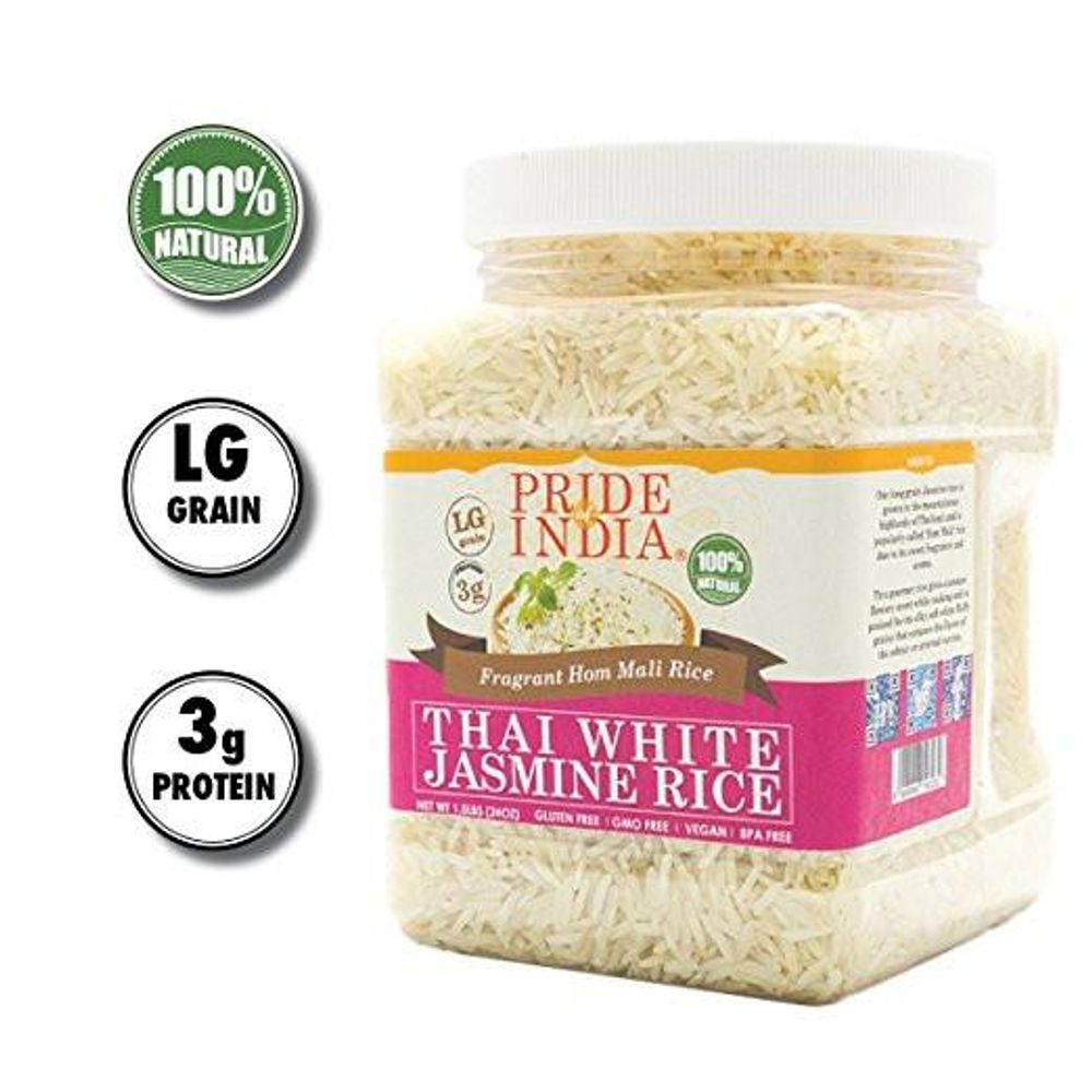 Thai White Jasmine Rice - Hom Mali Fragrant Long Grain Jar