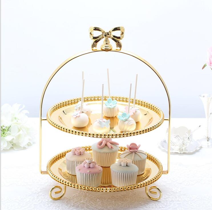 2 Layers Gold/Silver metal Cake Stand Decorative Cake Tray Storage. Candy Bar Accesorios Storage r
Rack DGP0103