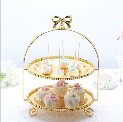 2 Layers Gold/Silver metal Cake Stand Decorative Cake Tray Storage. Candy Bar Accesorios Storage r
Rack DGP0103