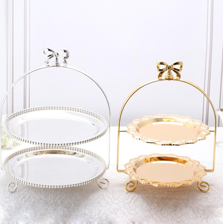 2 Layers Gold/Silver metal Cake Stand Decorative Cake Tray Storage. Candy Bar Accesorios Storage r
Rack DGP0103