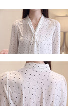 Load image into Gallery viewer, fashion blouse for women 2019 dot wave point chiffon blouse shirt long sleeve women shirts bow V collar office blouse 2491 50
