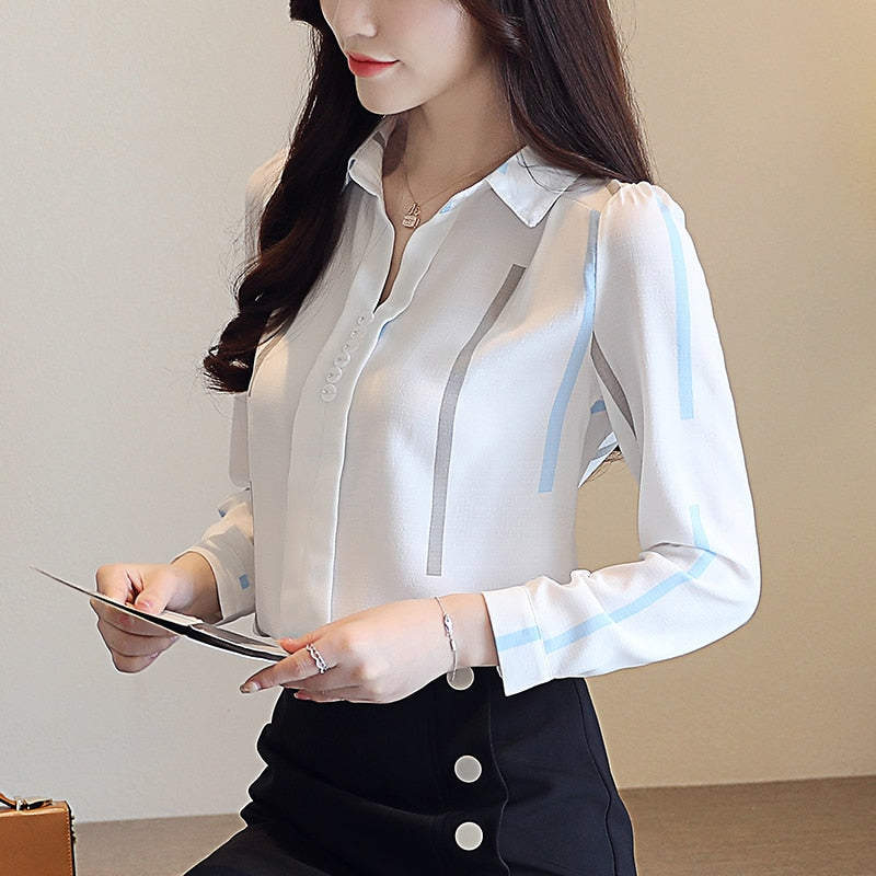 Women's Blouses 2019 Long Sleeve Shirts Striped Blouse Shirt Office Work Wear Women's Top