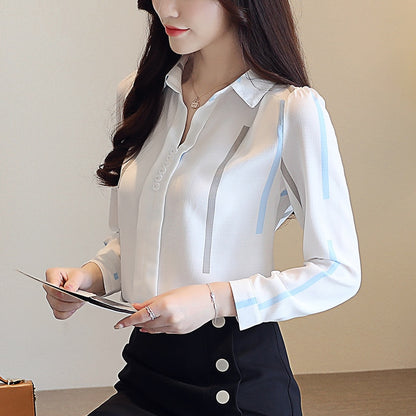 Women's Blouses 2019 Long Sleeve Shirts Striped Blouse Shirt Office Work Wear Women's Top