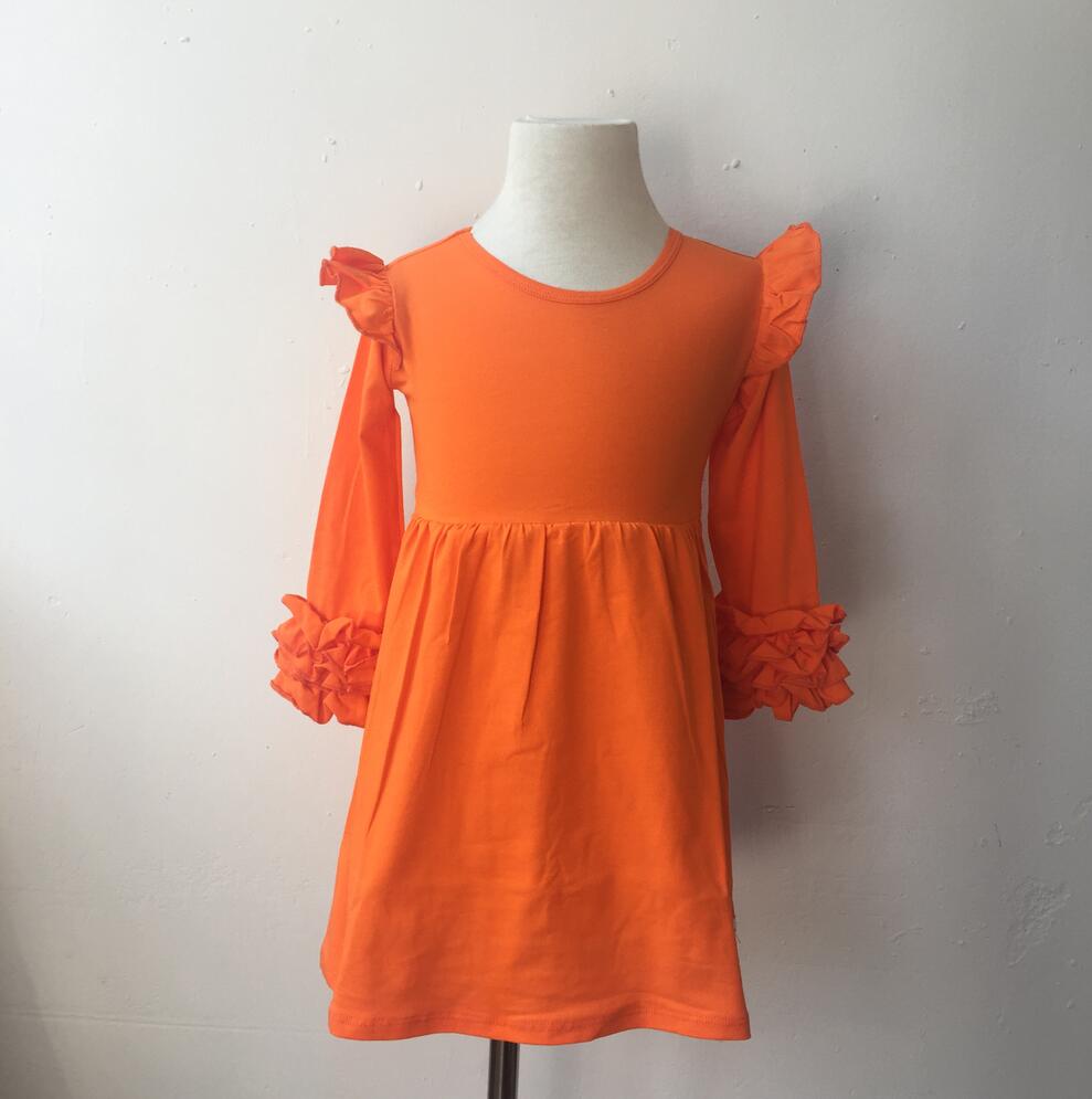 Girl's Long Sleeve Flutter Dress Kid Child Cotton Frocks Design Long Sleeve Icing Flutter Dress