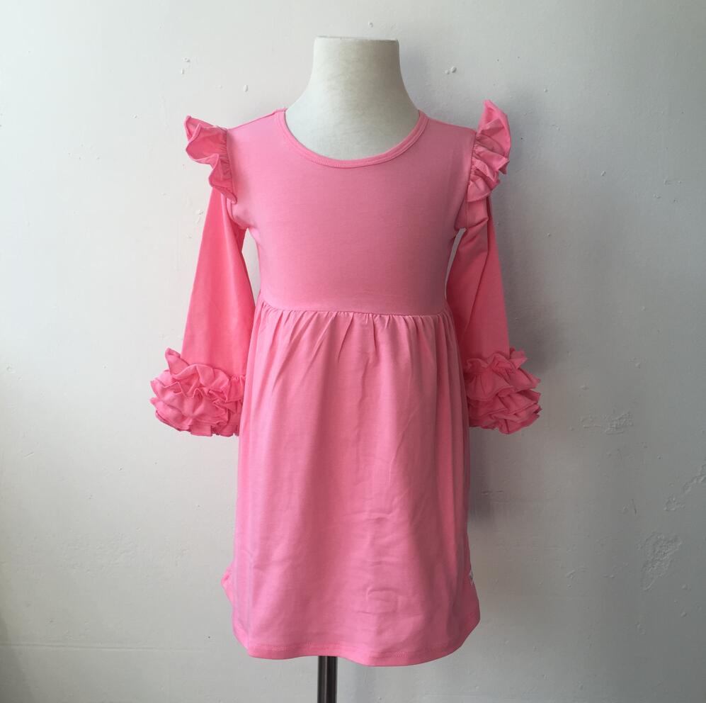 Girl's Long Sleeve Flutter Dress Kid Child Cotton Frocks Design Long Sleeve Icing Flutter Dress