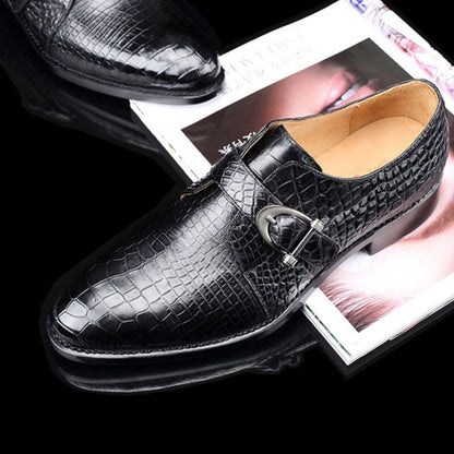 Hujingsha Men's Crocodile Leather Dress Shoes Korean Style Formal Luxury Wedding Shoes